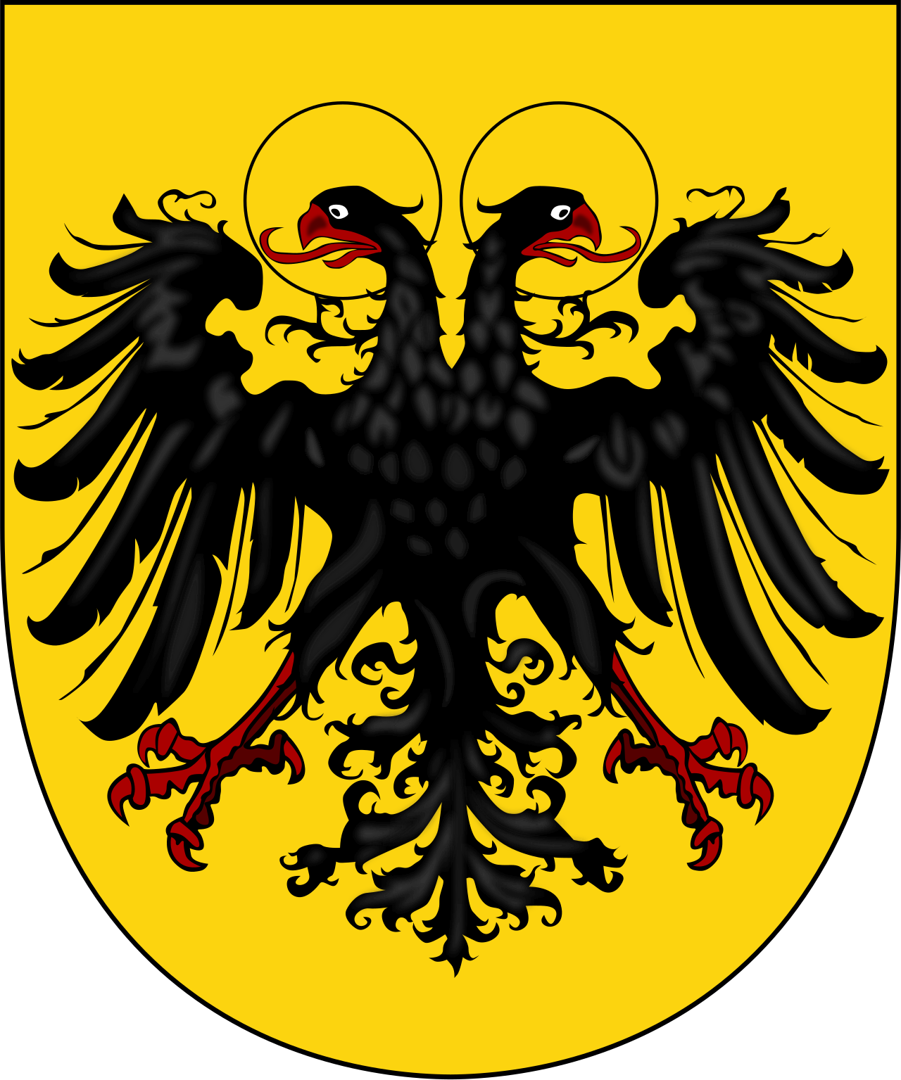 The double-headed eagle of the Holy Roman Empire, perhaps from a coat of arms or a surviving imperial banner.